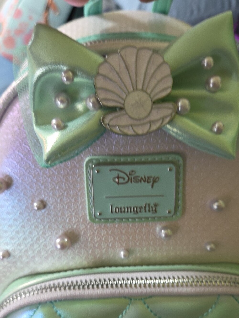 Loungefly Little Mermaid Iridescent Green Pearl Mermaid Mini Backpack - Picture 3 of 7